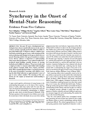Synchrony in the Onset of Mental State Reasoning Psychology Psychology Emory  Form