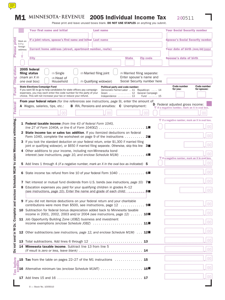 M1 Mn State Tax Form Fill Out and Sign Printable PDF Template signNow