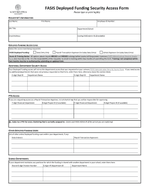 FASIS Deployed Funding Security Access Form