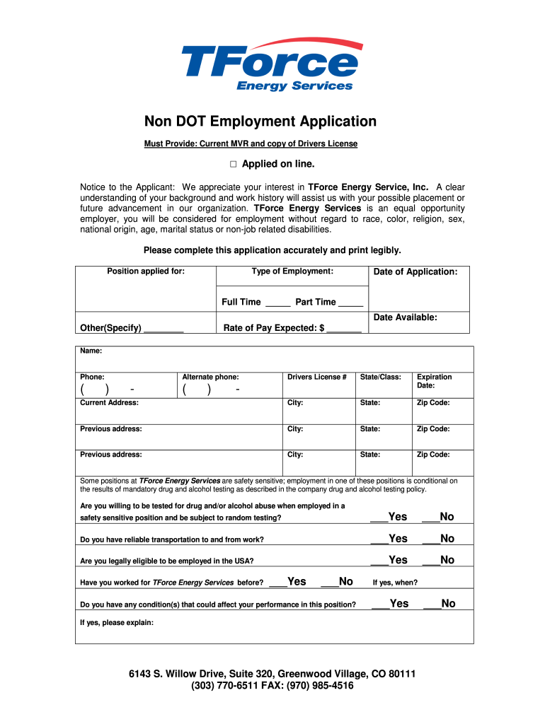 Nondot Applications Form