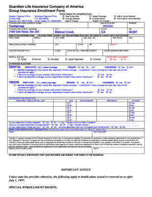 Guardian Life Insurance Company of America Group TechProse  Form