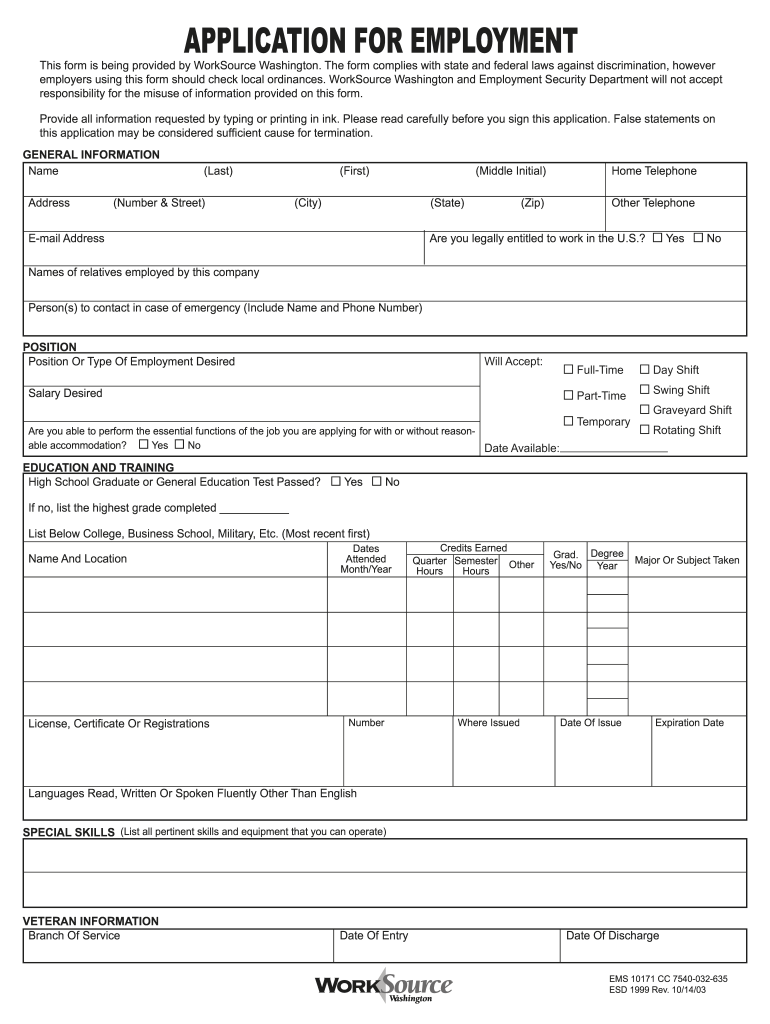 Get and Sign Sample Fillable Employment Application  Form 2003