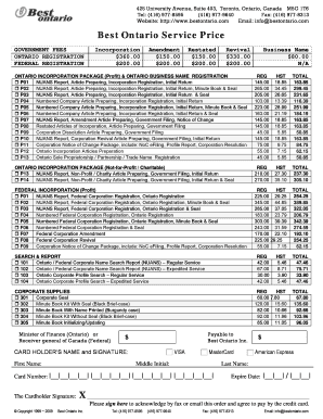 Milo&#039;s Works Best Ontario Forms Package Federal Incorporation Information