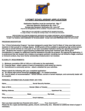 3 Point Scholarship John Starks Foundation Form