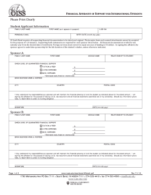 Affidavit of Support Iusb  Form