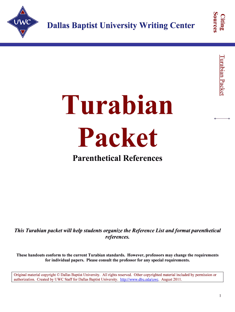 Turabian Packet  Form