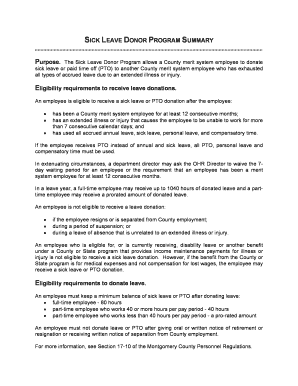 SickLeaveDonorProgramSummary DOC Montgomerycountymd  Form