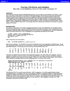 Pop Ups, Drill Downs, and Animation Northeast SAS Users Group Nesug  Form