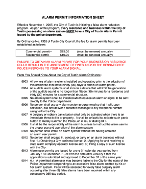 Tustin Alarm Permit  Form