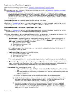 Illinois Cosmetology License Reinstatement  Form