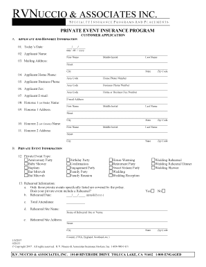 Private Event Insurance Application Form