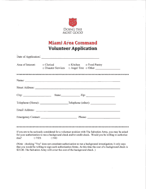Salvation Army Job Application PDF  Form