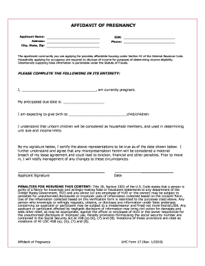 Get and Sign Affadavit Pregnancy 2010-2022 Form