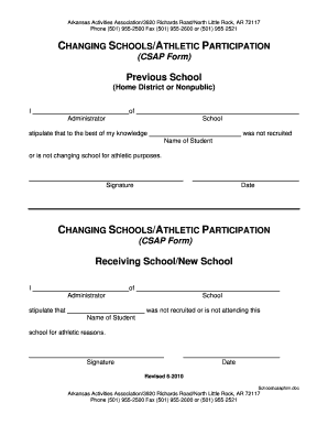 Arkansas Athletic Association  Form