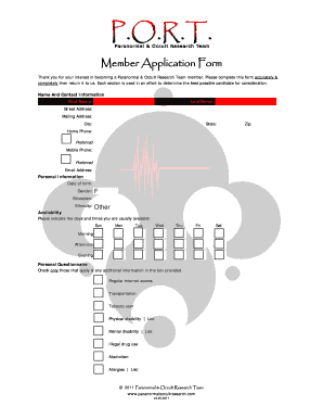 Online Ocult Forms and Registration