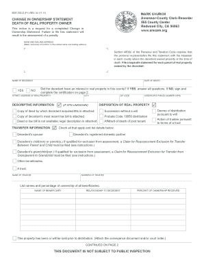 Get and Sign San Mateo County Death of Real Property Owner Form 2011-2022