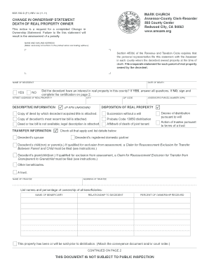  San Mateo County Death of Real Property Owner Form 2011