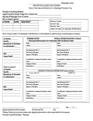 Drug Pedigree  Form