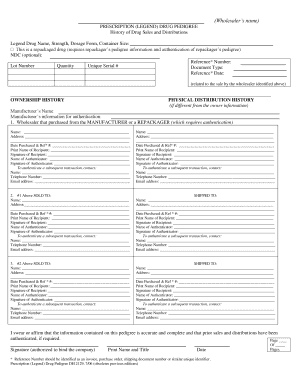 Prescription Drug Pedigree  Form