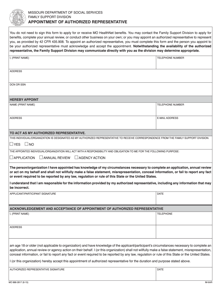  Food Stamp Authorized Representative Form 2015