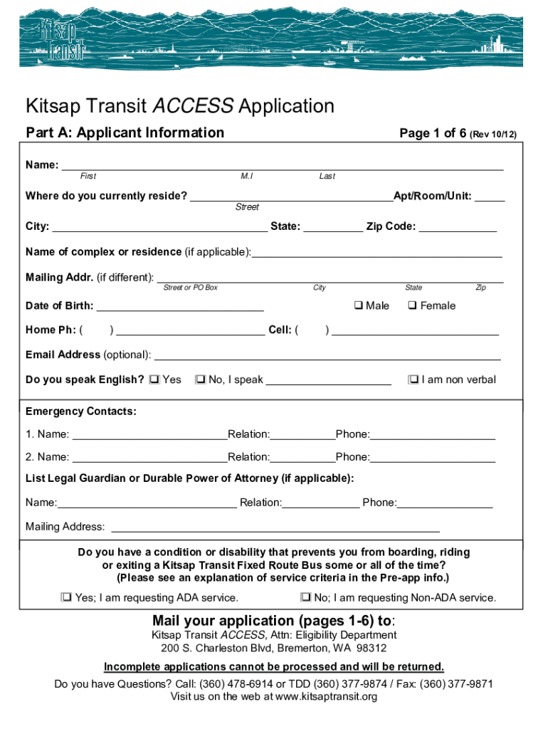 Get and Sign Kitsap Access Application Form 2012-2022