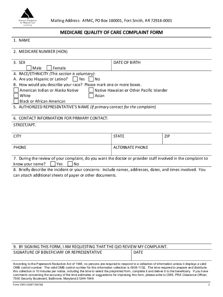 Medicare Complaint Form PDF 2015