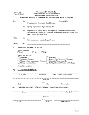 Kentucky Map 24 to Discharge  Form