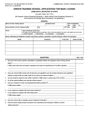 Illinois Driver Application License  Form