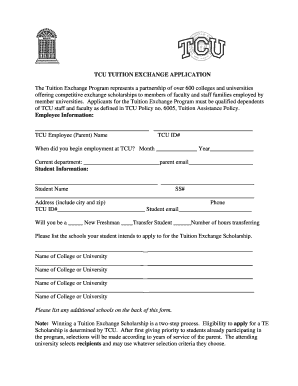 Tcu Application  Form