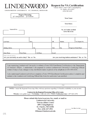  Request for VA Certification Lindenwood University Lindenwood 2020-2024