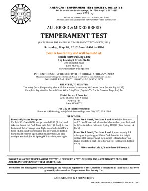 Dog Temperament Test Form