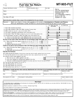 Form MT 903 FUT January , Fuel Use Tax Return, MT903FUT Tax Ny
