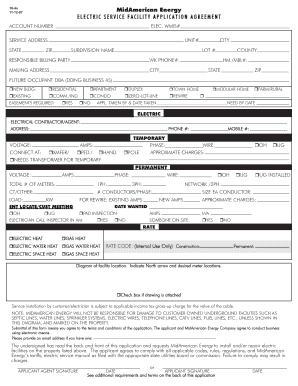 MidAmerican Energy ELECTRIC SERVICE FACILITY APPLICATION  Form
