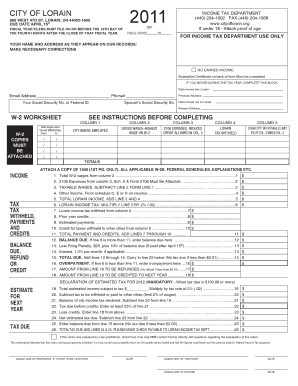  Lorain City Tax Forms 2011
