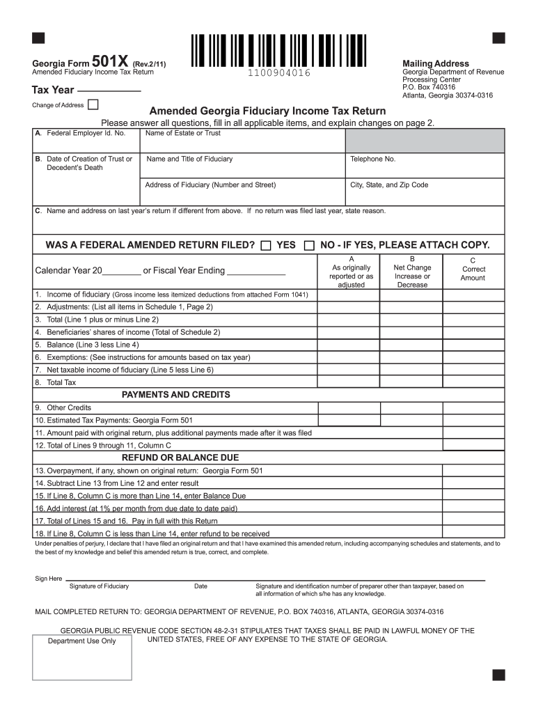 Ga 501x Form