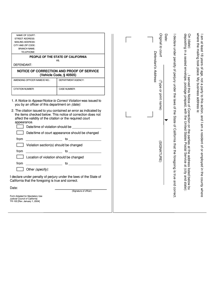 Tr 100 Form