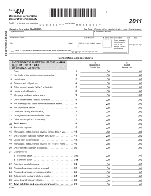 Wisconsin Department of Revenue Form 4h