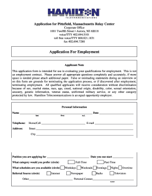 Workforhamilton Printable Job Application  Form