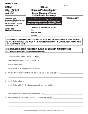 Illinois Upa 1003 F  Form