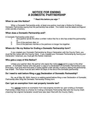 Ending a Domestic Partnership Nj Form