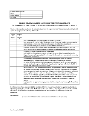 Orange County Domestic Partnership  Form