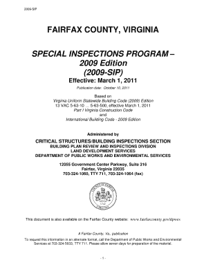 Fairfax County Special Inspections Form