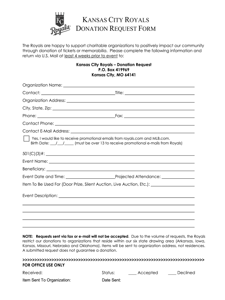 Kc Chiefs Donation Request  Form