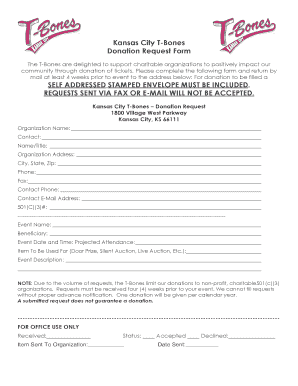 T Bones Donation Request  Form