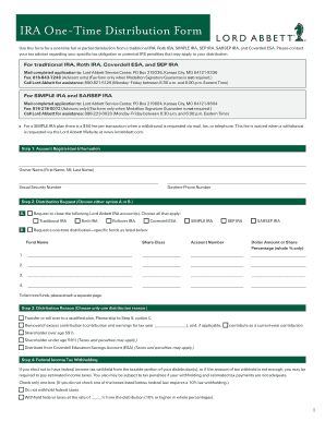 IRA One Time Distribution Form Lord Abbett and Co