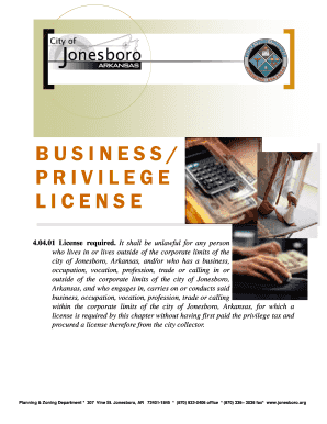 City of Jonesboro Privilege License  Form