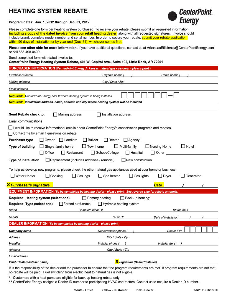 Centerpoint Energy Rebate Form Mn