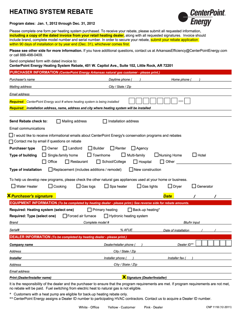 Centerpoint Energy Rebate Forms Fill Out And Sign Printable PDF 