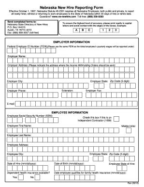 Nebraska New Hire Reporting  Form