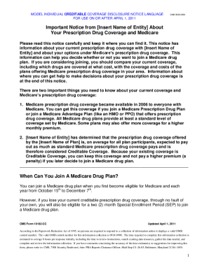 Medicare Creditable Coverage Template  Form